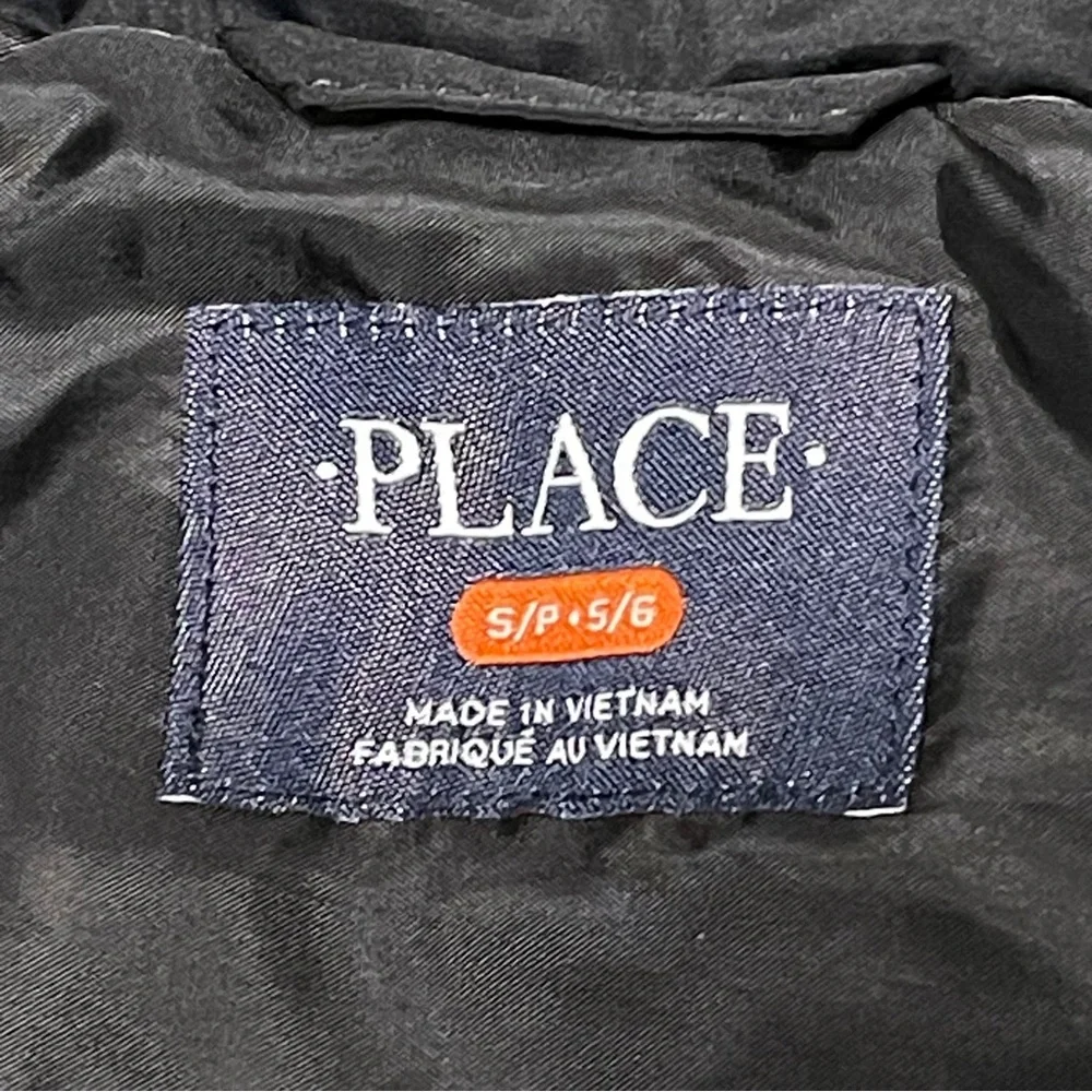 The Children’s Place Black Puffer Jacket Zip Up Water Resistant NEW Boy S 5/6